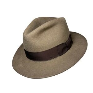 Stetson Crushable Wool Fedora Hat Large Taupe Brown Water Repellent Made in USA